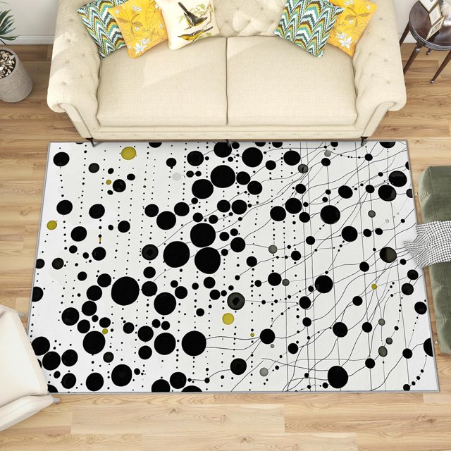3x4 Rug, Polka Dot Door Mat Washable Non Slip Soft for Entryway, Geometric Abstract Rug, Black and White Carpet, Polka Dot Home Decor & Gifts