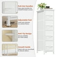 thumbnail image 2 of Eunos Narrow Dresser with 4 Slim Drawers for Bathroom Storage Cabinet Hallway, White Leather, 2 of 7