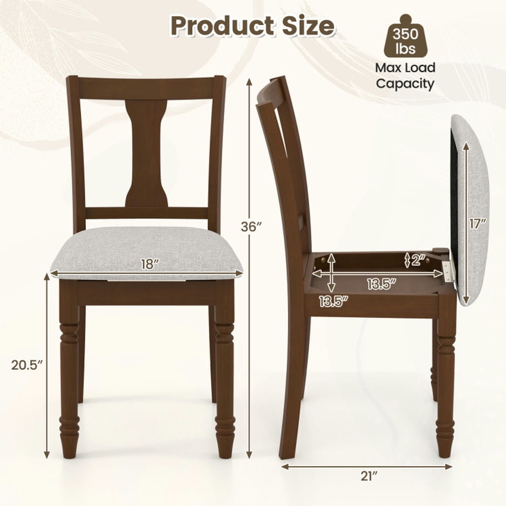 Demi Bonn Kitchen Dining Chair with Linen Fabric Padded and Storage Space, Brown