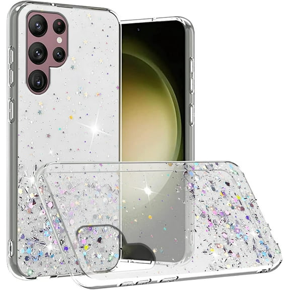 Compatible with Samsung Galaxy S22 Ultra Case Glitter Clear Green,Phone Samsung S22 Ultra Case Silicone Transparent Soft TPU Women Girls Shockproof Protective Slim Cover (Clear)