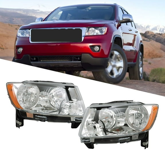 Left Right For 2011-2013 Jeep Grand Cherokee 11-17 Compass Halogen Headlights