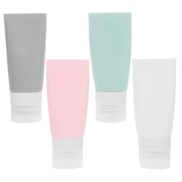 4 botellas de viaje pequeñas de silicona para champú, loción vacía, portátiles.