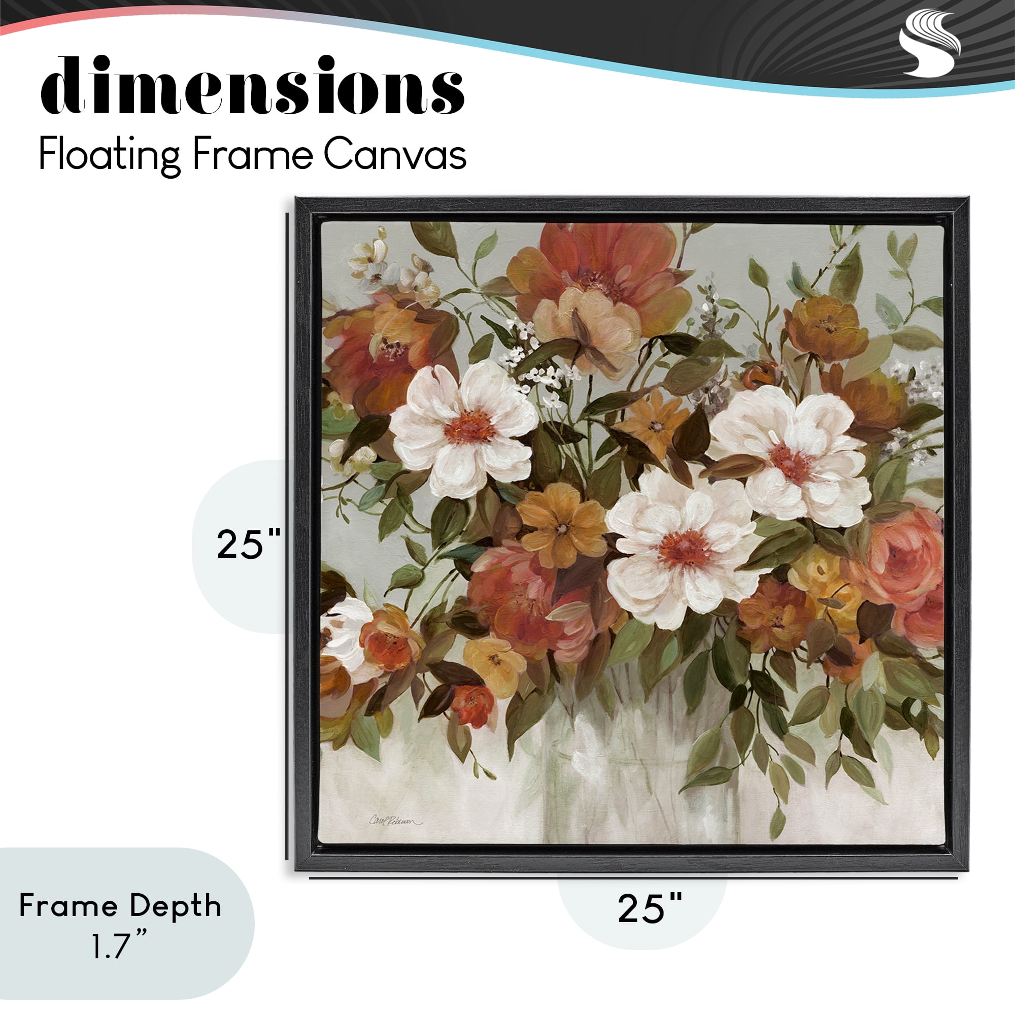 Stupell Industries Muted Vibe Bouquet Black Framed Floater Canvas Wall Art, design by Carol Robinson