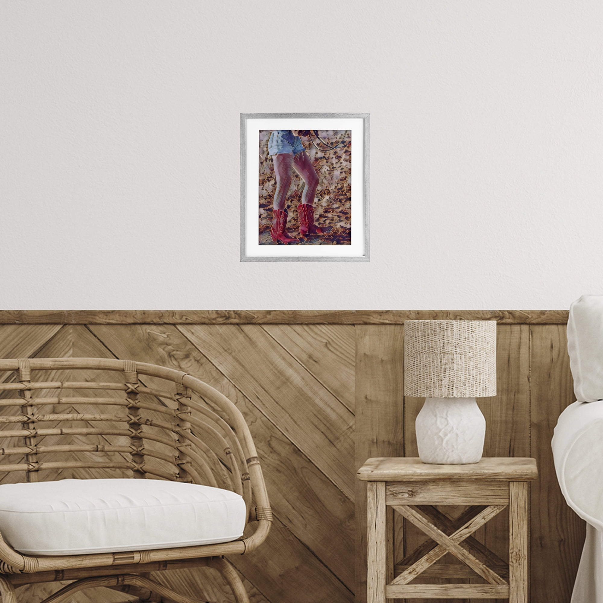 Rancher Gal Cowgirl Gray Framed Print Under Glass, design by Jesse Keith