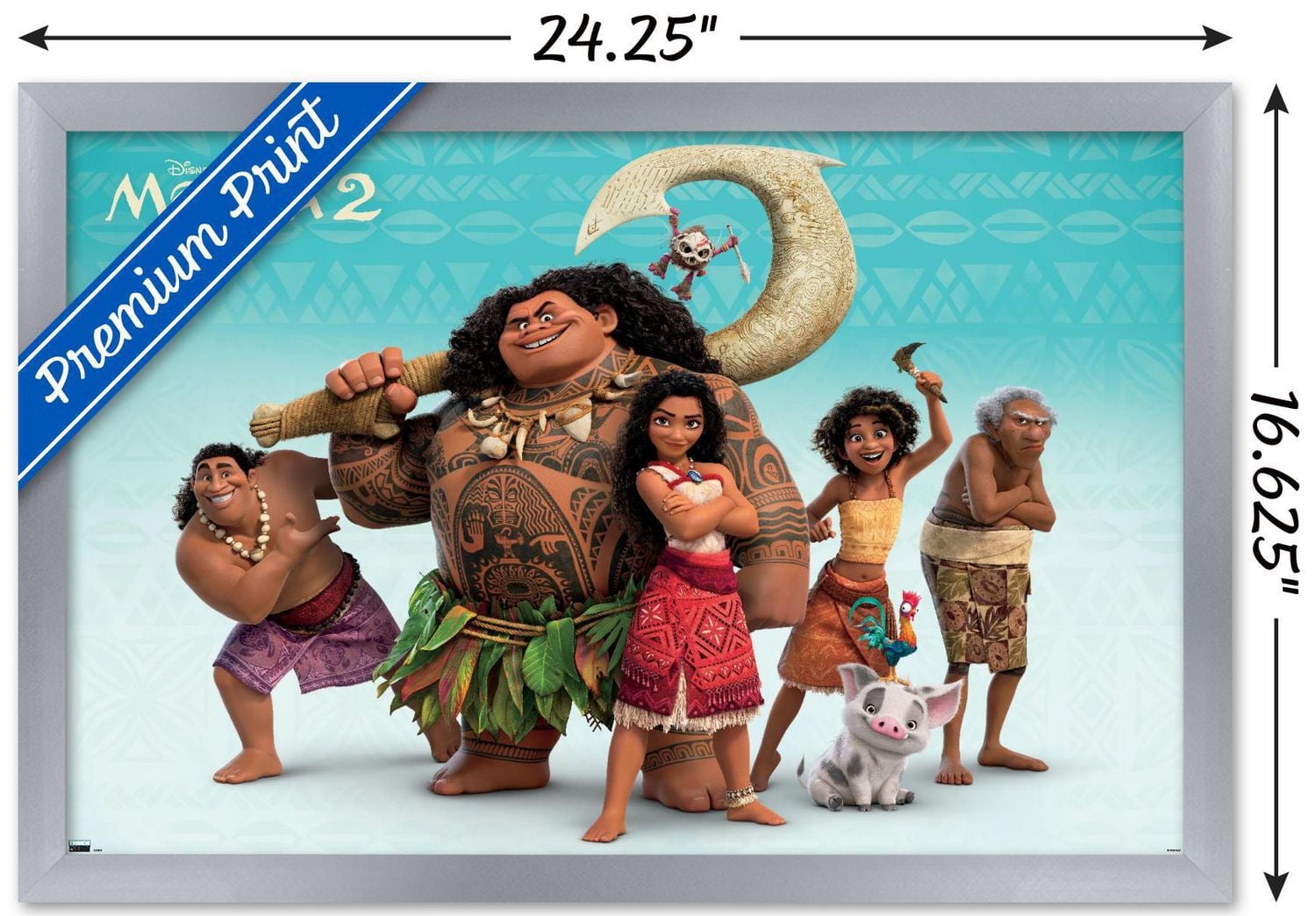 Disney Moana 2 - Group Wall Poster, 14.725" x 22.375" Framed