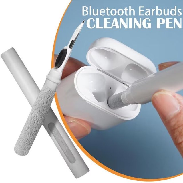 Auriculares inalámbricos para limpiar el bolígrafo.