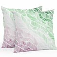 thumbnail image 2 of Throw Pillow Covers 20x20 Inch Set of 2, Ombre Green Pink Waterproof Outdoor Pillow Covers, Summer Coastal Ocean Sea Beach Wave Decorative Cushion Pillowcases for Couch, Sofa, Bed, Garden, Patio, 2 of 9