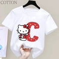 thumbnail image 5 of Camiseta de manga corta de algodón para niños con letras de la A a la Z de Hello Kitty Anime, camiseta suave de Sanrio Summer Girly Heart, regalo de cumpleaños kawaii, 5 of 5