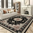thumbnail image 4 of Clearance! Titcea Large Vintage Symmetrical Boho Rugs for Living Room, Oil Resistants Washable Persian Carpet Non Slip Rugs for Home Decor, 5'x7', Black, 4 of 8