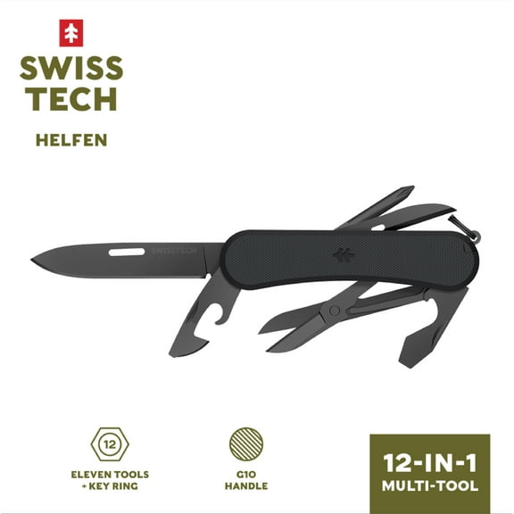 Swiss Tech 11-in-1 Key Ring Multi-Tool with Black Handle