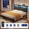 thumbnail image 4 of Greenstell Queen LED Bed Frame with Headboard Storage - Charging Station, Dark Gray, 4 of 9