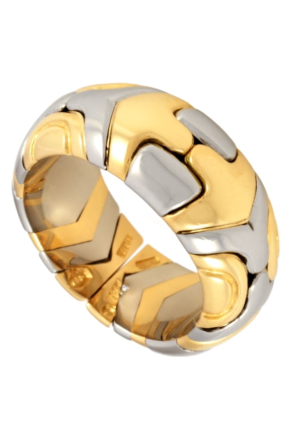 Pre-Owned BVLGARI Albeare Ring, 18K Yellow Gold, 8.9g, Stainless Steel (Good)