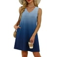 thumbnail image 4 of Summer Dresses for Women 2025, Women's Summer Fashion Printing Pocket Sleeveless V-Neck Dress(Blue,S), 4 of 7