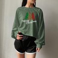 thumbnail image 3 of Qzwdhjm Womens Cropped Sweatshirts for Christmas Crewneck Xmas Tree Graphic Sweatshirt Long Sleeve Thin Fleece Crop Pullover for Winter Holiday, 3 of 5