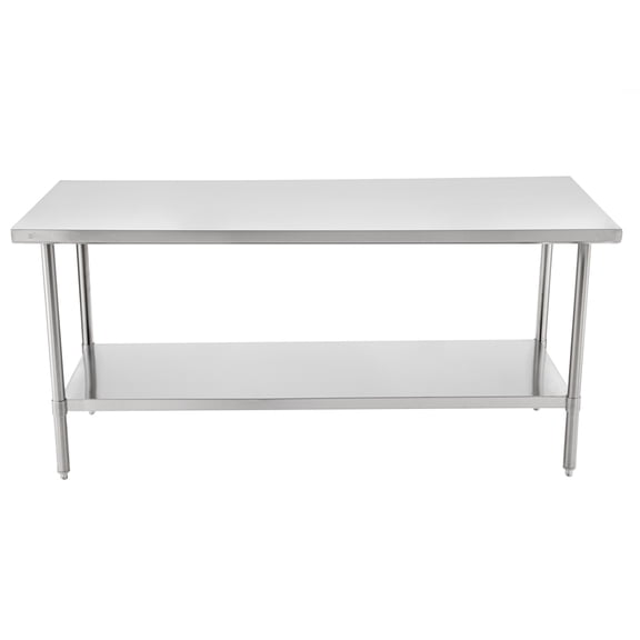 Kitchen Tek 16-Gauge 304 Stainless Steel Commercial Work Table - Medium Duty, Galvanized Legs, Undershelf - 30" x 72" - 1 count box