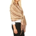 thumbnail image 3 of Sakkas Mia Reversible Brocade Paisley Scarf Wrap Shawl Soft and Light - Camel - One Size Regular, 3 of 5