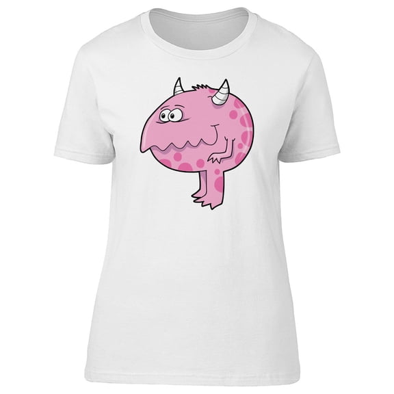 Cartoon Pink Monster With Horns Tee Women's -Image by Shutterstock