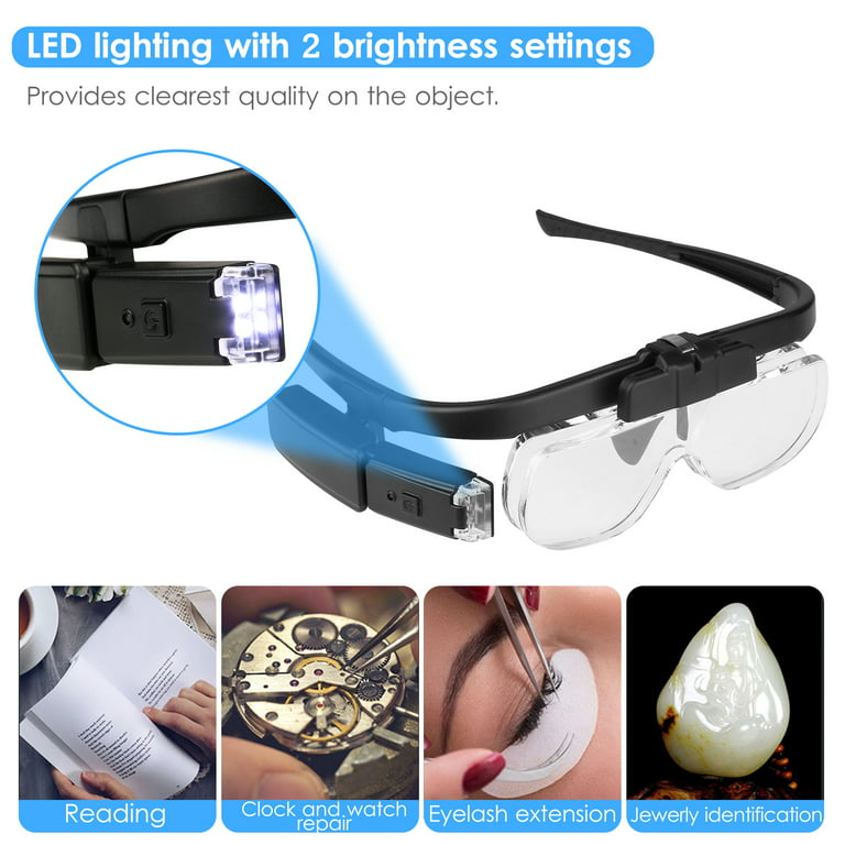 Magnifier Glasses With Light Glass Headset Magnifier Illuminated Wearing  Style Lamp With Magnifying Glass For Repair Jeweler