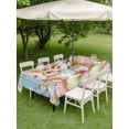 thumbnail image 3 of Easter Outdoor Tablecloth - 52x70 Inch Rectangle Dining Table Cover, Spring Bunny Eggs Botanical Floral Wooden Grain Waterproof Outdoor Table Cloth with Umbrella Hole & Zipper for Picnic/Patio/Party, 3 of 7