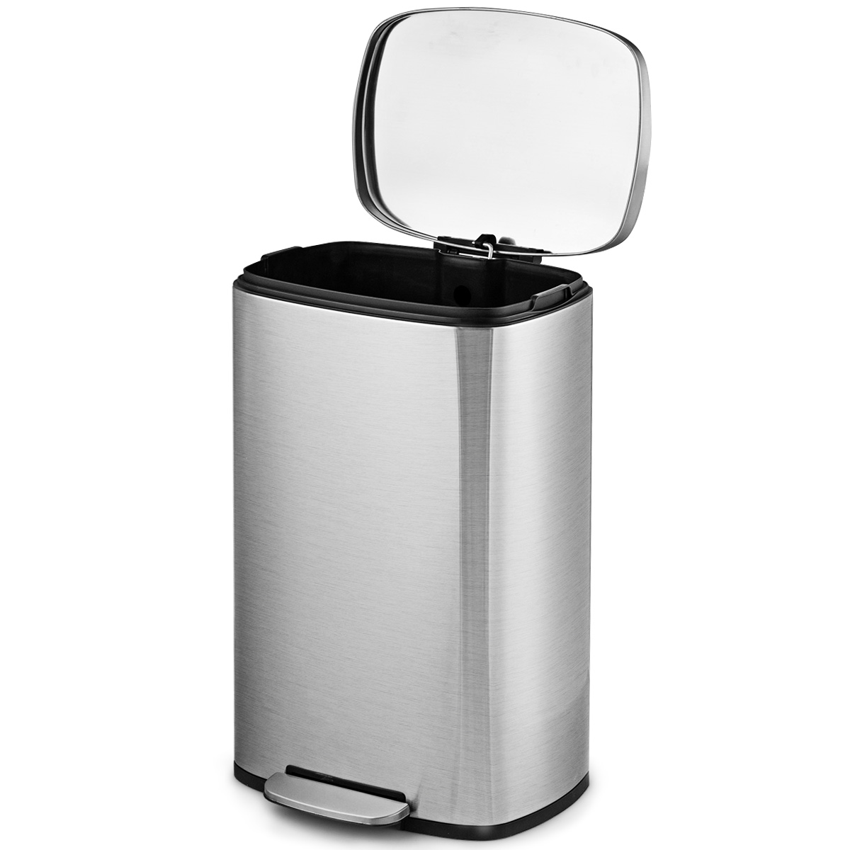 Topbuy 13.2 Gallon Stainless Steel Trash Garbage Can Airtight Silent Step Bin