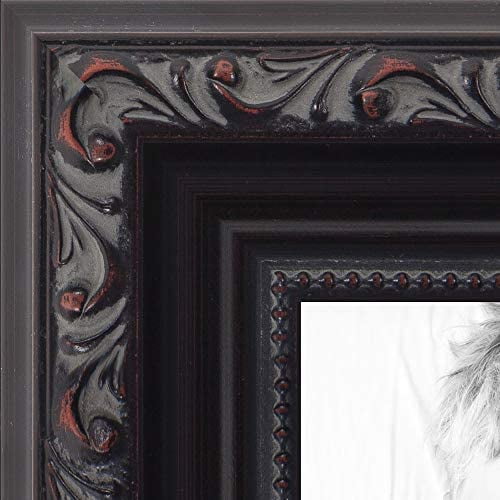8x12 inch black with beads wood picture frame, womd10188-8x12