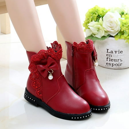 

Toddler Kids Baby Princess Butterfly Knot Shoes Fashion Leather Boots