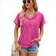 thumbnail image 1 of Blusa con Capucha y Botones de Color Liso para Mujer, Blusa Informal de Verano con Cordón Ajustable. Rosa Roja XL, 1 of 10