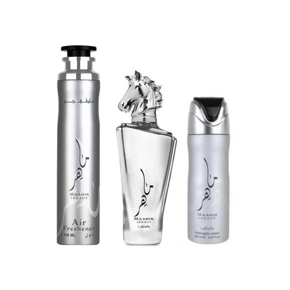 Set de regalo Perfume Lattafa Maahir Legacy para hombre, 100 ml, 200 ml, 300 ml