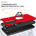 thumbnail image 2 of Dual-Layers Case for Samsung Galaxy S23 Plus, Heavy Duty Rugged PC Soft TPU Shockproof Protective Cover with Magnetic Rotated Ring Holder Kickstand Bracket Lens Protection Case,Red, 2 of 7