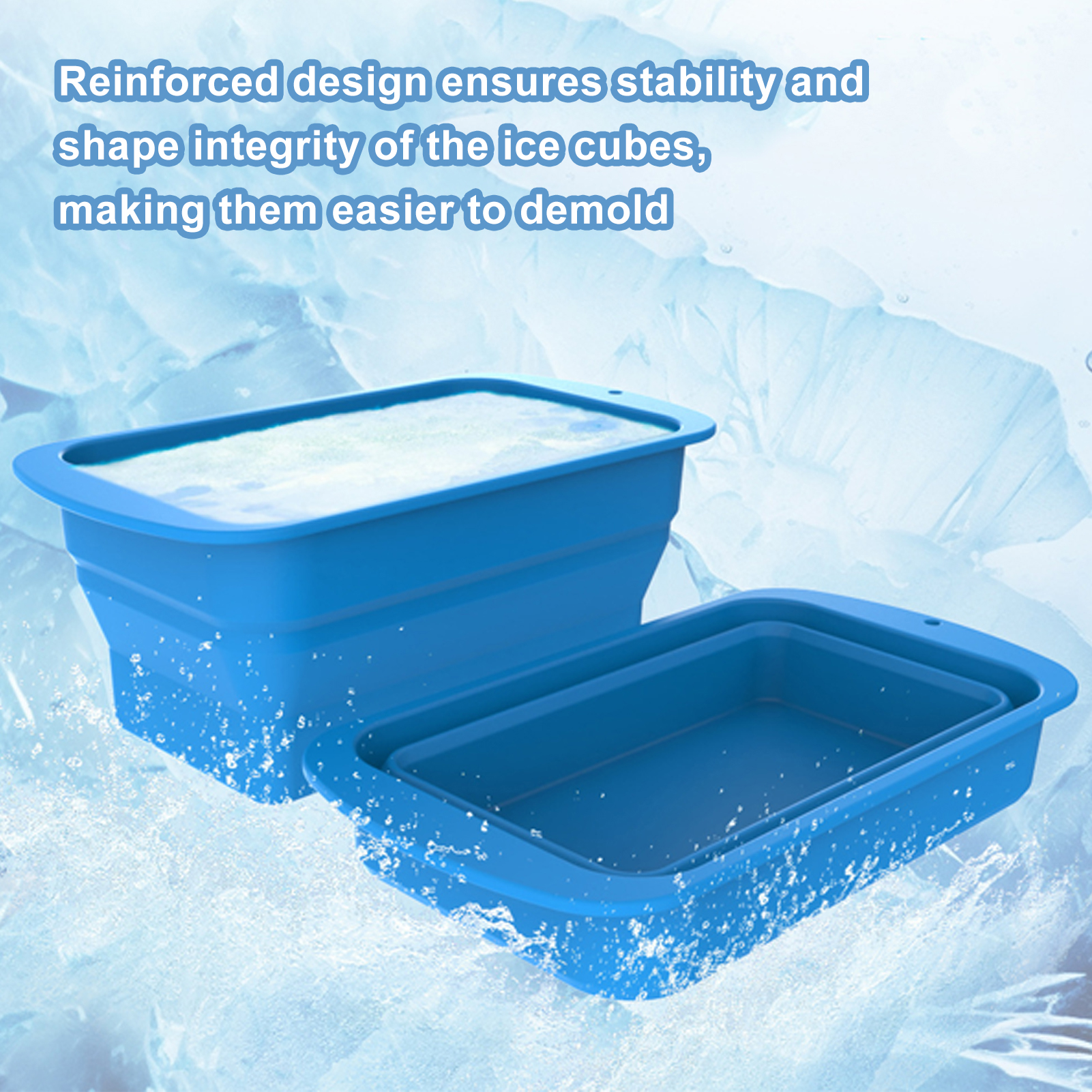 HomeLife Collapsible Silicone Ice Cube Mould Easy Demoulding Quick Freezing Reinforced Large Ice Cube Maker Mold