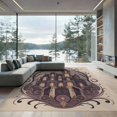 thumbnail image 2 of ODIKA 6'x9' Washable Area Rug Non-Slip, Chair-Friendly, Mauve Gothic Mansion with Starry Accents Victorian Inspired Design Elegant Swirls and Cats for Dining Room, Under Table, Office Décor, 2 of 7