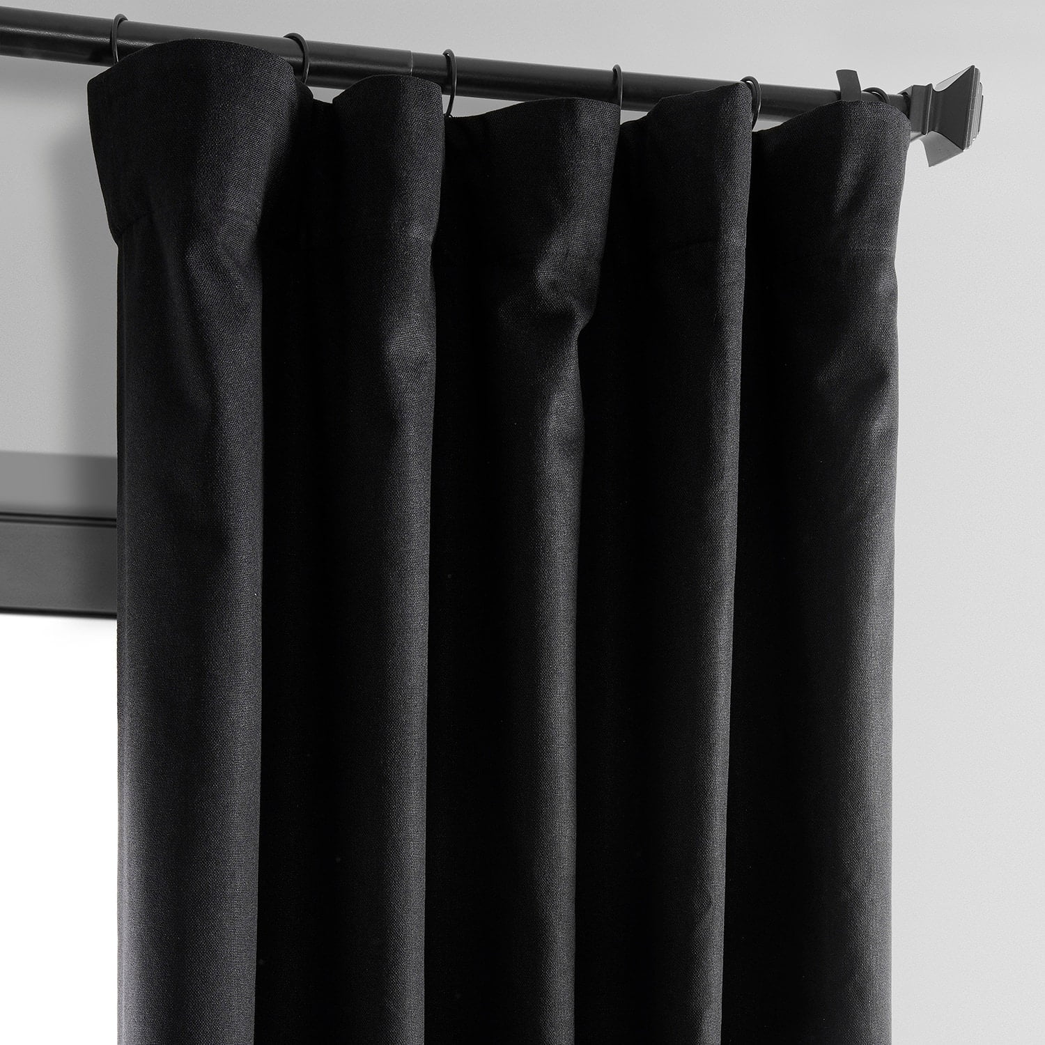 Exclusive Fabrics  Vintage Thermal Cross Linen Weave Blackout Curtains (1 Panel) Black 50 X 120 120 Inches