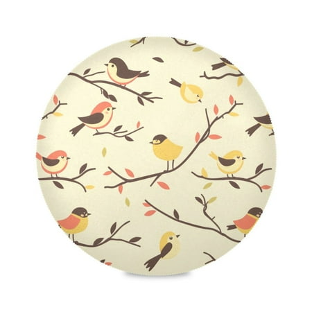 

Round Plate Mat 15.4x15.4 Inchesx6 Placemat Table Mat Kitchen Mat Coffee Mat Fabric Thick Strong Wear-Resistant Heat Resistance Cute Bird