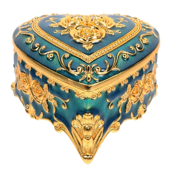 WHAMVOX Embossed Vintage Jewelry Trinket Box Ring Earrings Necklace Organizer Case Metal Box