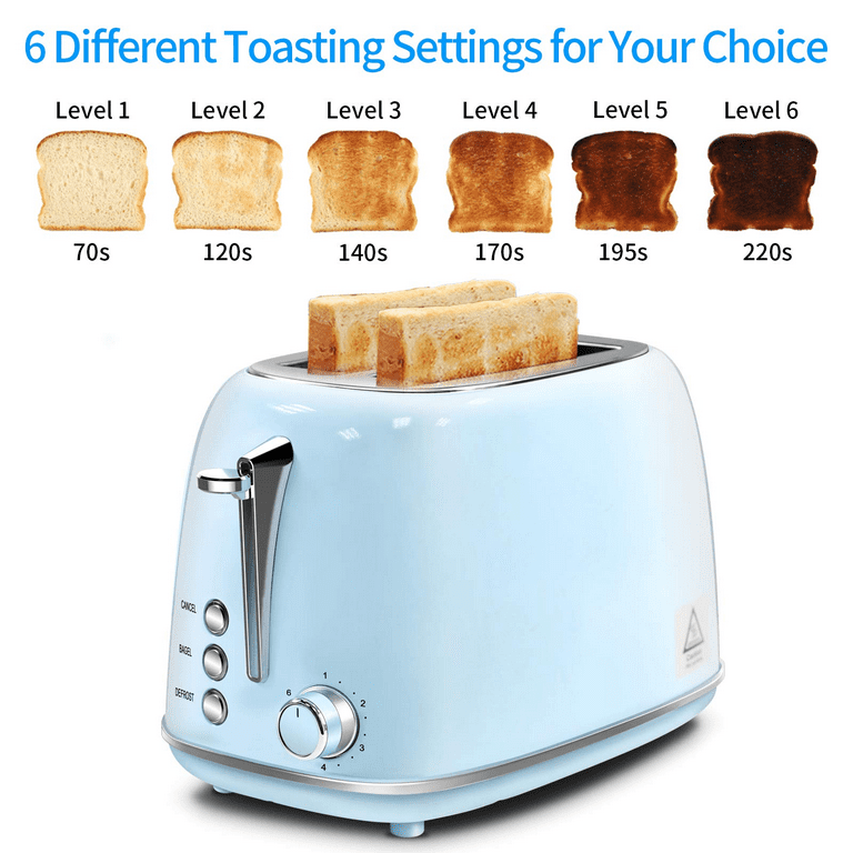Toasters 2 Slice Retro Stainless Steel Toasters with Bagel, Cancel, Defrost  Function and 6 Bread Shade Settings Bagel Toaster, Beige