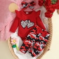 thumbnail image 2 of YWIYIUD NewbornBaby Girl Clothes Outfits 3 Piece Fall Winter Heart Pirnt Ruffle Long Sleeve Ribbed Bodysuit Romper and Pants Set with Bow HeadbandInfant Outfit Set Baby Clothes for Girls 3-6 Months, 2 of 3