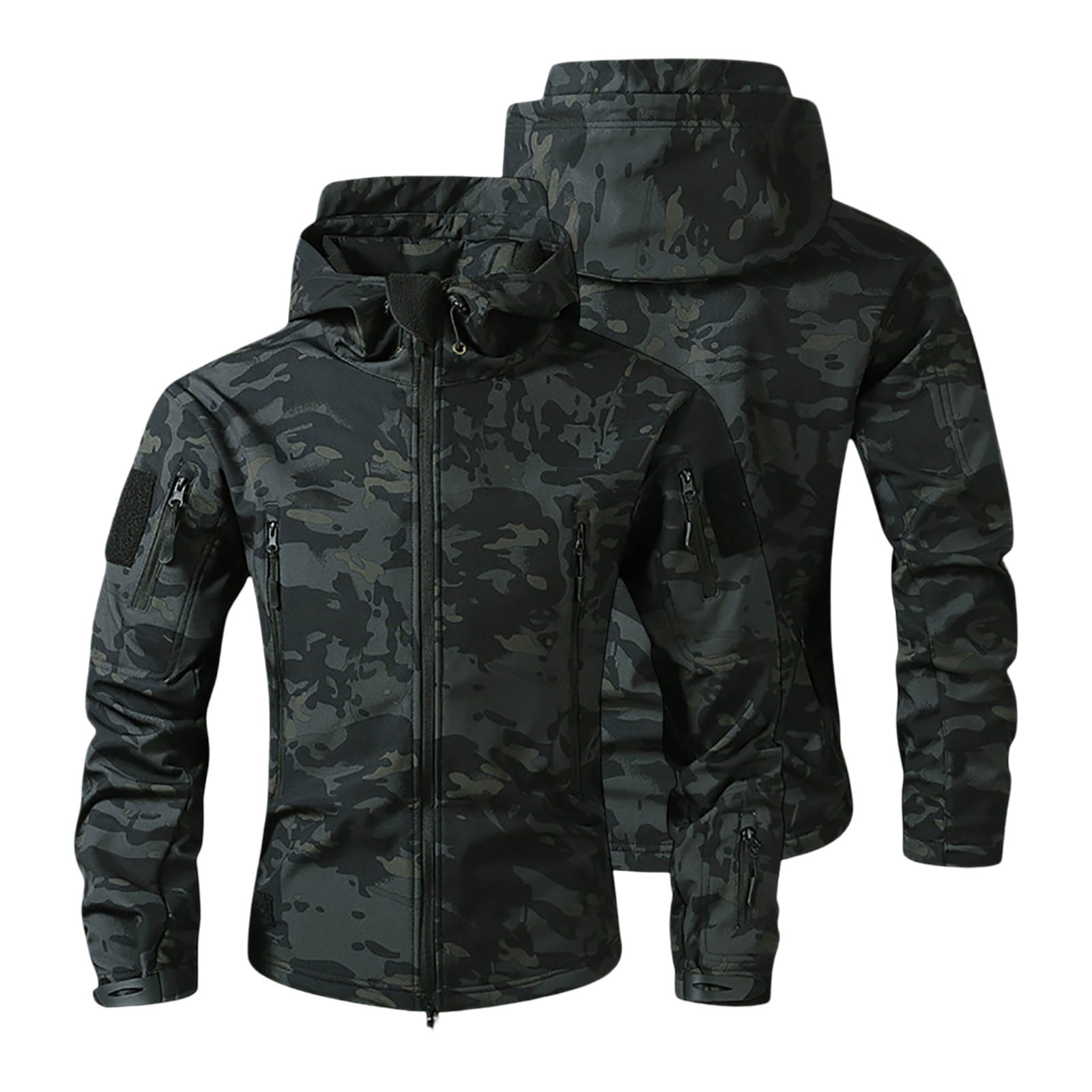 Men's Heavyweight Army Hunting Camo Removable Hood Quilted