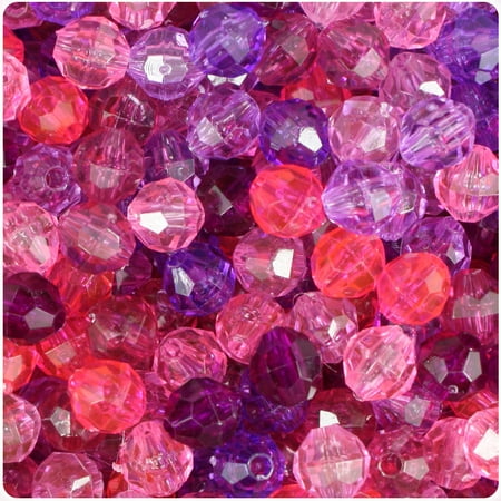 - BeadTin Pink & Purple Transparent 8mm Faceted Round Craft Beads (450pcs)