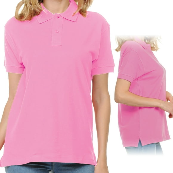 Basico Polos à Col (Rose) pour Femmes 100 % Coton à Manches Courtes Polos de Golf pour Femmes et Adolescentes