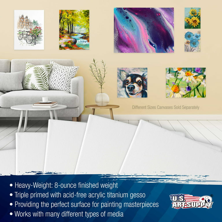 Stretched Canvases for Painting 16x20 Inch 5-Pack, 10 oz Triple Primed  Acid-Free 100% Cotton Blank Canvas, Rectangular Canvas for Oil Paint  Acrylics