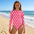 thumbnail image 6 of Cethrio Girls' One Piece Swimwear, Surfing Summer Beach Long Sleeve Kids Bathing Suit Hot Pink Size 7-8, 6 of 6
