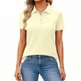thumbnail image 2 of Women's Polo Shirts Short Sleeve 3 Buttons Collared Uniform Tops Moisture-Wicking T-Shirts for Work & Casual Beige M, 2 of 5