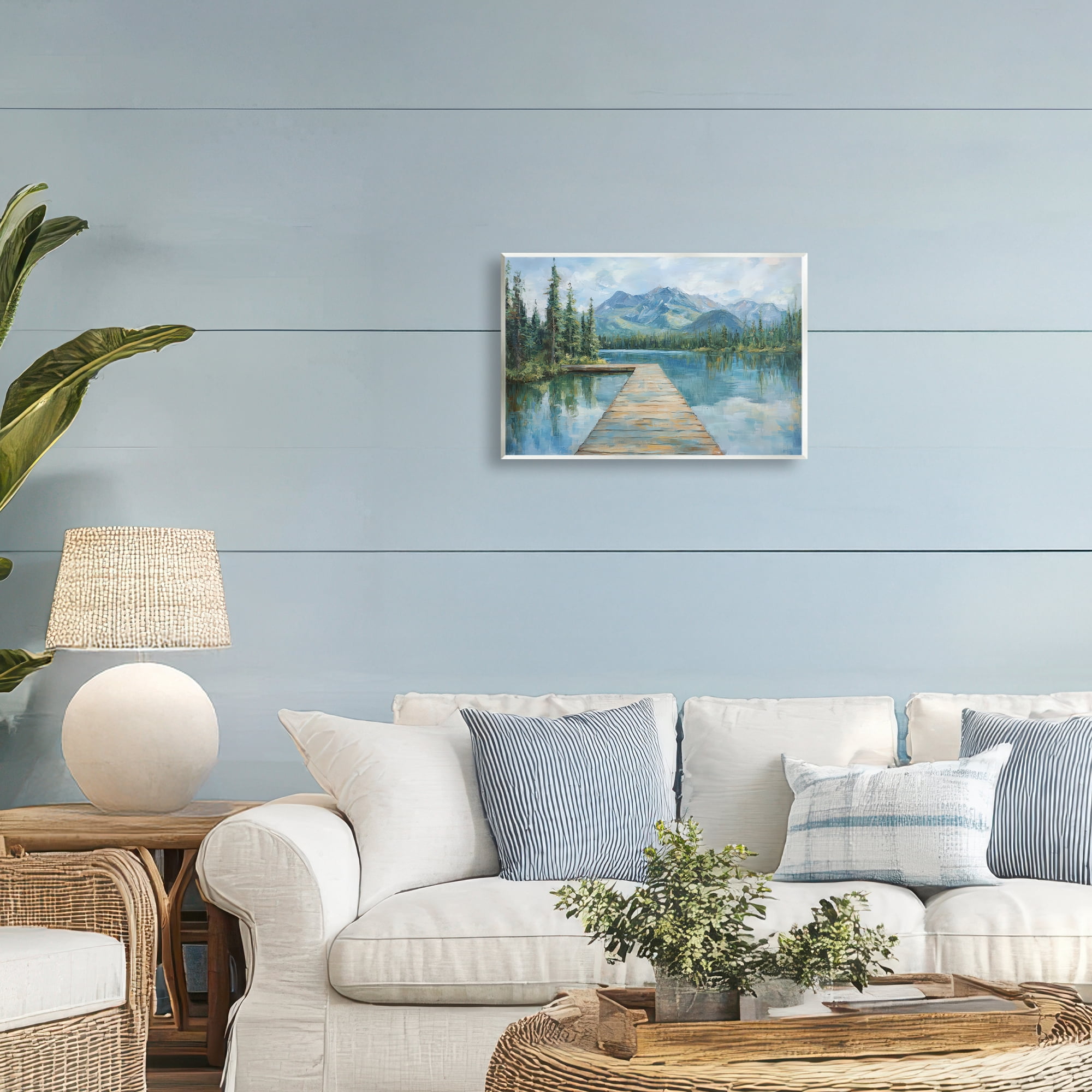 Stupell Industries Peaceful Lake Dock in the Mountains Wall Plaque Art, design by Petal Prints Design