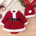 thumbnail image 2 of Zshosam Baby Christmas Bodysuit Girl Baby Girl Clothes Fall Winter Outfit Plaid Romper Long Sleeve Dress Lace Ruffles Christmas Bodysuit Size 12 18 Months,(Red 12-18 Months), 2 of 6