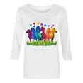 thumbnail image 4 of Women's New 3/4 Sleeve Round Neck Pullover Racing Festival Casual Printed Top T-shirt, 4 of 4