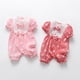 thumbnail image 2 of Gibobby Mameluco niño de encaje de manga corta para recién nacidos y niñas a cuadros, mono, ropa(Rosa, 18-24 Meses), 2 of 3