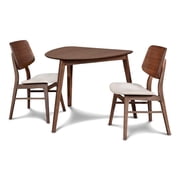 New Classic Furniture Oscar 3 Piece Mid Century Dining Table Set, Brown