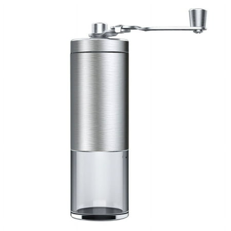 

50LF Portable Wood Grain Hand Manual Coffee Grinder Silver Stainless Steel Coffee Bean Burr Mill Hand Crank Espresso