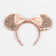Angle View: Mouse Ears Bow Headbands Glitter Princess Party Decoration Belle Cinderella Jasmine Mermaid Mouse Ears Headband for Girls