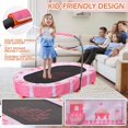 thumbnail image 4 of BRINJOY Kids Oval Shape Foldable Trampoline with Handle and Mini Rebounder, Brown, 4 of 8